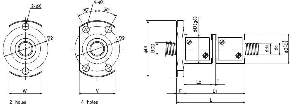 Ballscrew Double Nut with Flange Diagram 1
