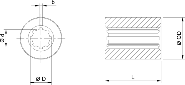 Round Steel Splined Sleeves Diagram