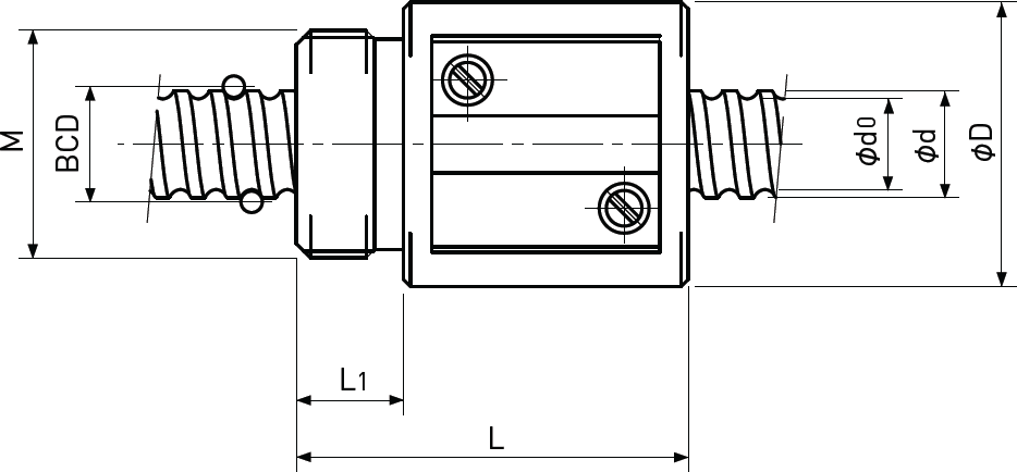 Ballscrew Single Nut M Thread Diagram 1