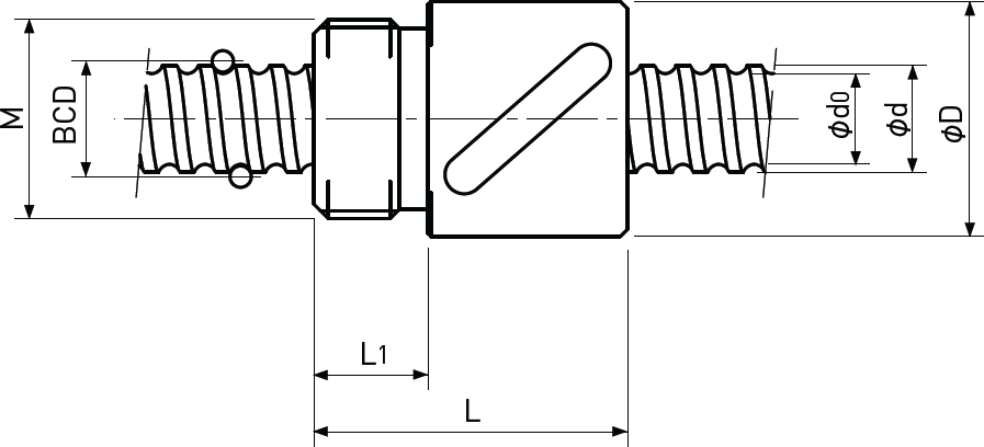 Ballscrew Single Nut M Thread Diagram 2