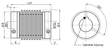 KB1 Miniature metal bellow coupling Diagram