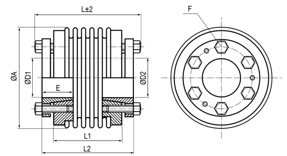 KB5 Metal bellow coupling Diagram