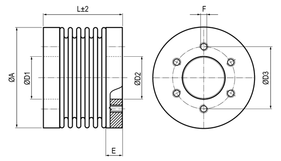 KB7 Metal bellow coupling Diagram