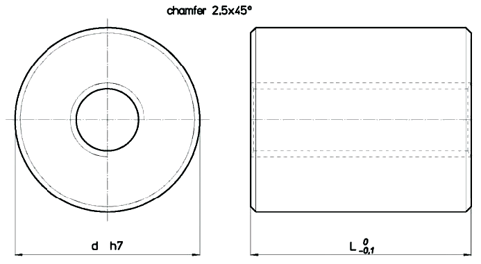 Cylindrical Bronze LRBN Nut Diagram