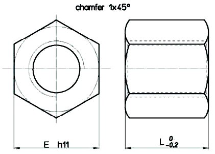 Hexagonal Steel HSN Nut Diagram