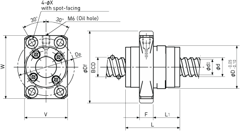 Ballscrew Single Nut with Flange Diagram 4