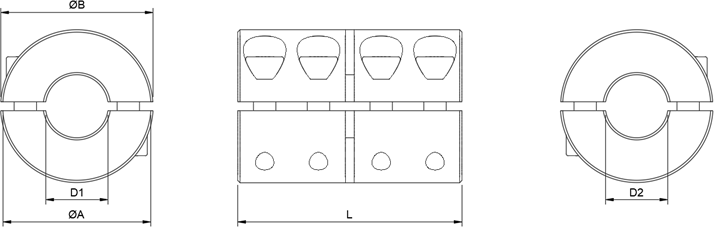 2 Piece Rigid Shaft Coupling Stainless Diagram