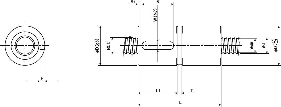 Ballscrew Sleeve type Double Nut Diagram 1