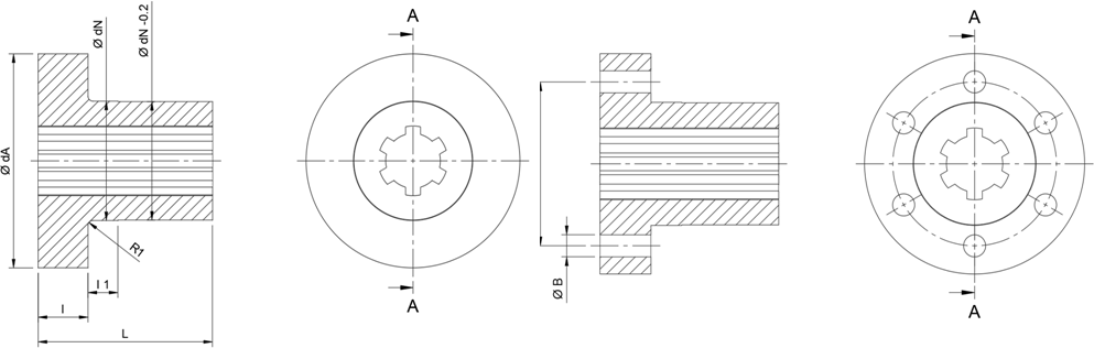 Flanged Steel Splined Sleeves Diagram