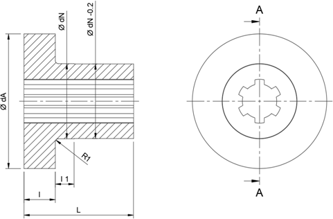 Flanged Bronze Splined Sleeves Diagram 1