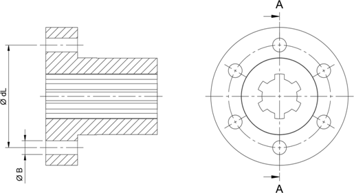 Flanged Bronze Splined Sleeves Diagram 2