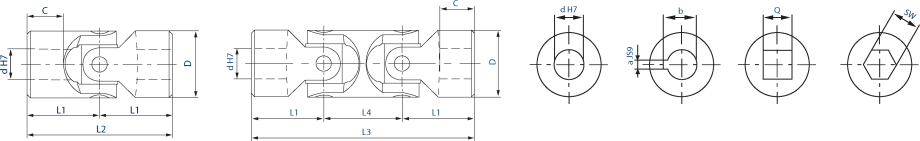 Universal joints stainless steel diagram