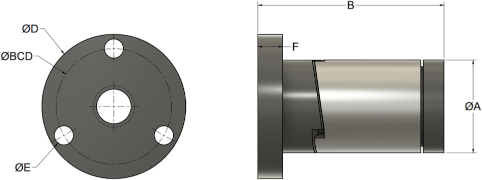 XCF Anti-Backlash Nut C diagram