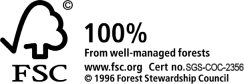 FSC Logo, 100% from well managed forests