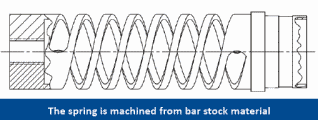 The spring is machined from bar stock material