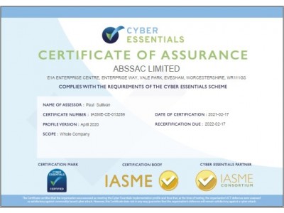 Cyber essentials certification achieved